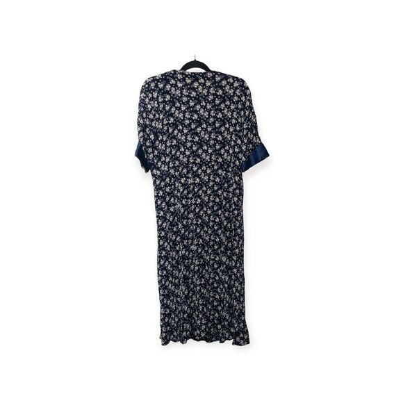 Vintage 80s GASPE Navy Floral Maxi Dress Lace Retro SZ M Cottage Core - Picture 2 of 11